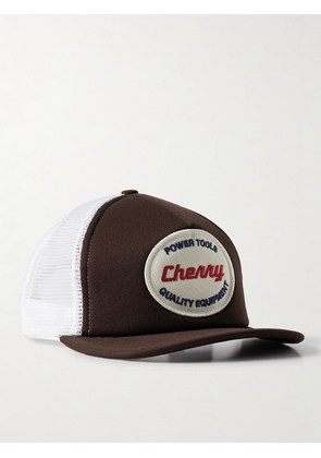 Cherry Los Angeles - Power Tools Logo-Appliquéd Twill and Mesh Trucker Cap - Men - Brown