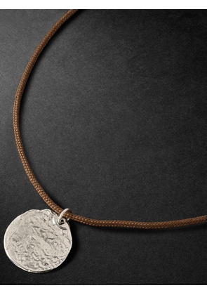 Elhanati - String White Gold and Cord Pendant Necklace - Men - Silver