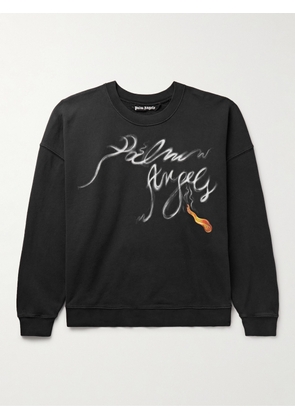 Palm Angels - Foggy Logo-Print Cotton-Jersey Sweatshirt - Men - Black - XS