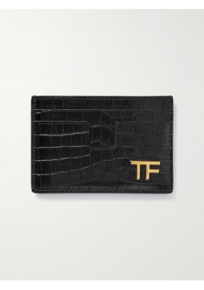 TOM FORD - Croc-Effect Leather Cardholder - Men - Black