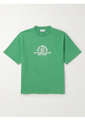 Off-White - Logo-Print Cotton-Jersey T-Shirt - Men - Green - XS