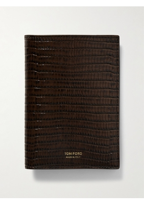 TOM FORD - Lizard-Effect Glossed-Leather Passport Holder - Men - Brown