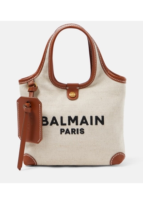 Balmain Small leather-trimmed canvas tote bag