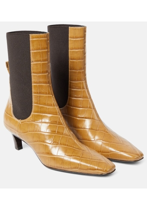 Toteme The Mid Heel croc-effect leather ankle boots