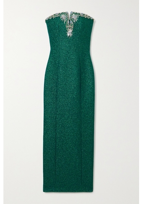 Miss Sohee - + The Vanguard Strapless Crystal-embellished Metallic Woven Maxi Dress - Green - UK 6,UK 8,UK 10,UK 12