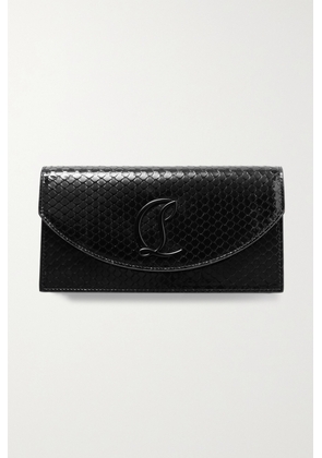Christian Louboutin - Loubi54 Embellished Snake-effect Patent-leather Clutch - Black - One size