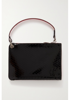 Christian Louboutin - Embellished Snake-effect Patent-leather Pouch - Black - One size