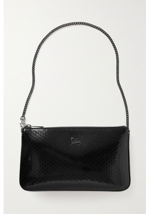 Christian Louboutin - Loubila Snake-effect Patent-leather Shoulder Bag - Black - One size