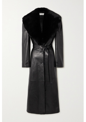 Magda Butrym - Belted Convertible Shearling-trimmed Leather Coat - Black - FR34,FR36,FR38,FR42