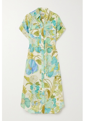 ALÉMAIS - Janis Belted Floral-print Linen Midi Shirt Dress - Blue - UK 6,UK 8,UK 10,UK 12,UK 14