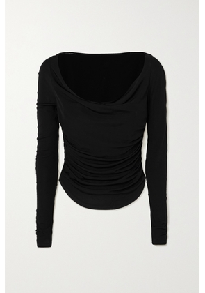 STAUD - Solana Draped Stretch-jersey Top - Black - x small,small,medium,large,x large