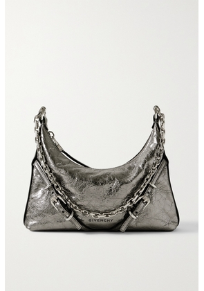 Givenchy - Voyou Party Metallic Crinkled-leather Shoulder Bag - Silver - One size