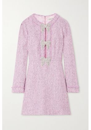 Saloni - Camille Embellished Sequined Bouclé-tweed Mini Dress - Pink - UK 4,UK 6,UK 8,UK 10,UK 12,UK 14,UK 16