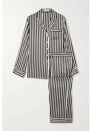 Olivia von Halle - Lila Striped Silk-satin Pajama Set - Black - x small,small,medium,large,x large