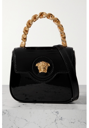 Versace - La Medusa Embellished Patent-leather Shoulder Bag - Black - One size