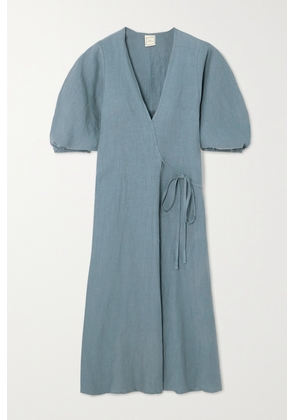 Deiji Studios - Linen Wrap Dress - Blue - XS/S,S/M,M/L,L/XL