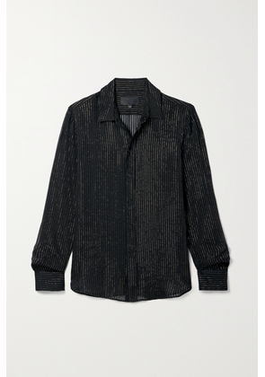 Nili Lotan - Gaia Metallic Pinstriped Silk-blend Chiffon Shirt - Black - x small,small,medium,large