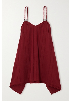 Caravana - + Net Sustain Chi Frayed Cotton-gauze Mini Dress - Red - One size