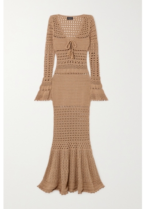 Retrofête - Sereno Metallic Crocheted Cotton-blend Maxi Dress - xx small,x small,small,medium,large