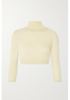 Zimmermann - + Net Sustain Matchmaker Cropped Crystal-embellished Merino Wool Turtleneck Sweater - Yellow - 00,0,1,2,3,4