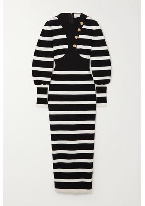 Alexander McQueen - Panelled Striped Wool-blend Midi Dress - Black - XS,S,M,L