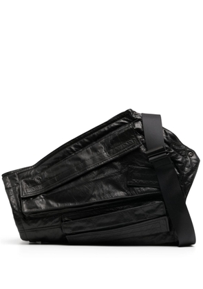 Julius asymmetric leather messenger bag - Black