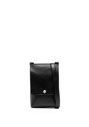 Yohji Yamamoto logo-debossed leather phone bag - Black
