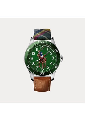 42 MM Polo Player Steel Green Dial