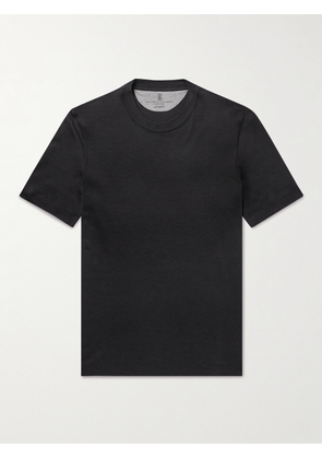 Brunello Cucinelli - Silk and Cotton-Blend Jersey T-Shirt - Men - Black - IT 46