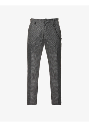 Chain-embellished tapered gabardine trousers
