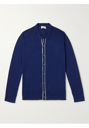 John Smedley - Contrast-Tipped Sea Island Cotton Shirt - Men - Blue - M