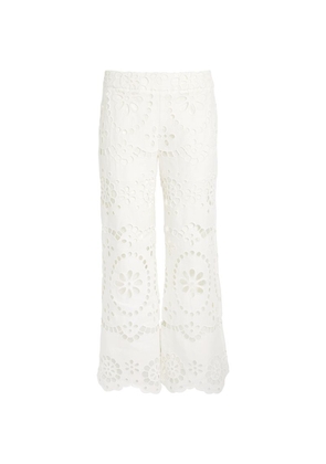 Zimmermann Linen Embroidered Lexi Flared Trousers