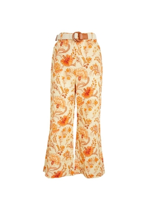 Zimmermann Linen Cropped Floral Trousers