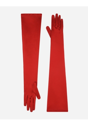 Dolce & Gabbana Long Satin Gloves - Woman Hats And Gloves Red Satin S