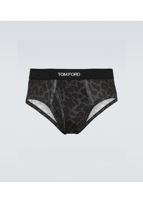 Tom Ford Leopard-print cotton jersey briefs