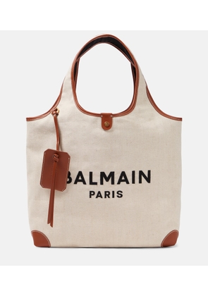 Balmain B-Army leather-trimmed canvas tote bag