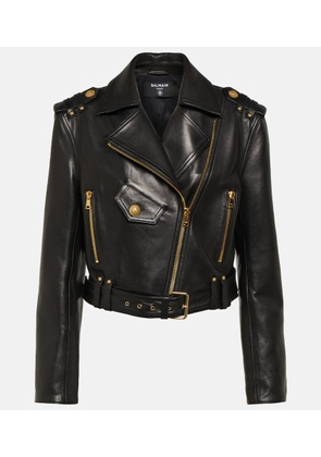 Balmain Cropped leather biker jacket