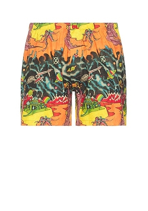 ERL Mens Printed Boxers Underwear Knit in DRAGON - Orange. Size L (also in M, S, XL/1X, XS).
