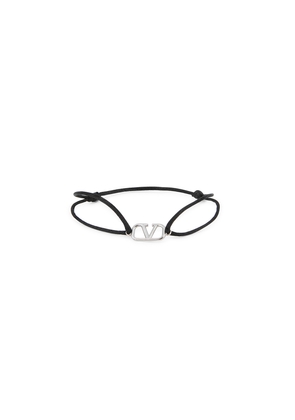 Valentino Valentino Garavani VLogo Cord Bracelet - Black And Silver