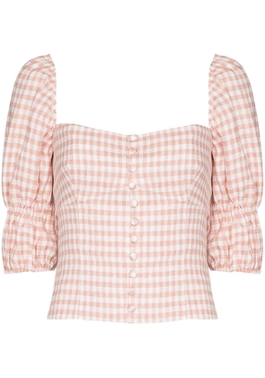 Reformation Norton gingham-check linen blouse - Pink