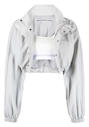 Alexander Wang removable-top crinkled cropped jacket - Grey