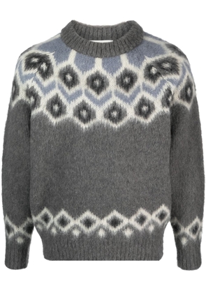 DUNST fair-isle intarsia-knit jumper - Grey