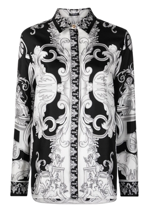 Versace Silver Baroque print long-sleeve shirt - Black