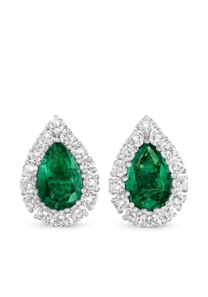 House of Meraki 18kt yellow gold Florence emerald diamond stud earrings - Silver