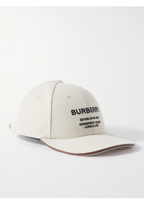 Burberry - Logo-Embroidered Leather-Trimmed Cotton-Canvas Baseball Cap - Men - Neutrals - M