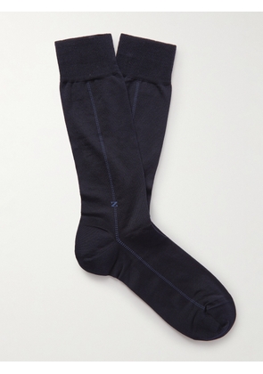 Zegna - Logo-Jacquard Cotton-Blend Socks - Men - Blue