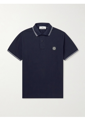 Stone Island - Logo-Appliquéd Stretch-Cotton Piqué Polo Shirt - Men - Blue - S