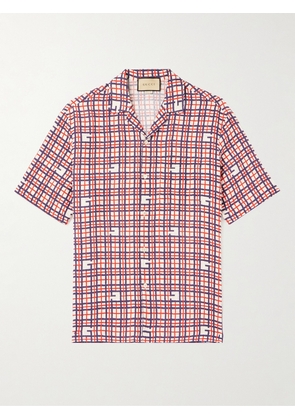 Gucci - Camp-Collar Checked Linen Shirt - Men - Red - IT 46