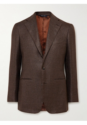 Saman Amel - Slim-Fit Silk, Wool and Linen-Blend Blazer - Men - Brown - IT 46