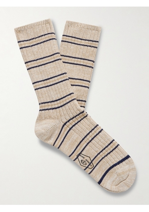 Nudie Jeans - Striped Ribbed-Knit Socks - Men - Neutrals